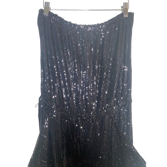 Michael Kors Jumpsuit Size S Black All Over Sequin Bandeau Strapless Pockets - Picture 3 of 11